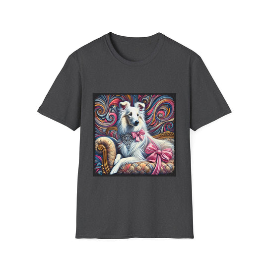 Collie Pink Princess Swirl design dog lover unisex t-shirt in dark heather