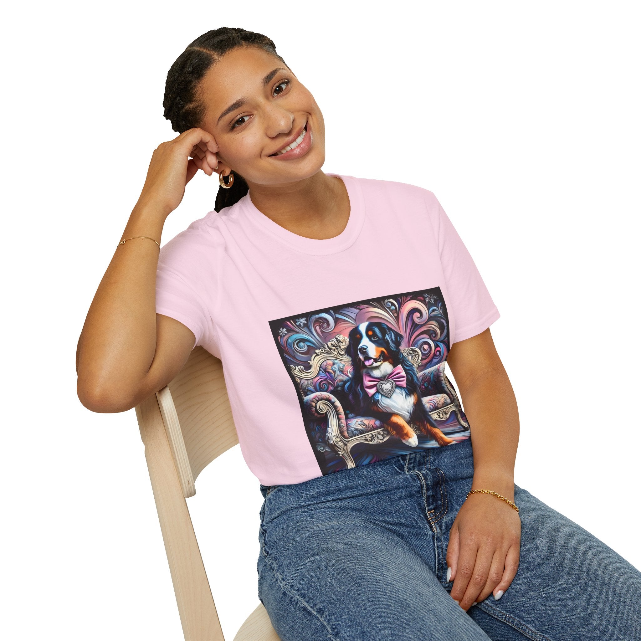 Bernese Mountain Dog Purple Diamond Vivid Swirl | Unisex Dog T-Shirt