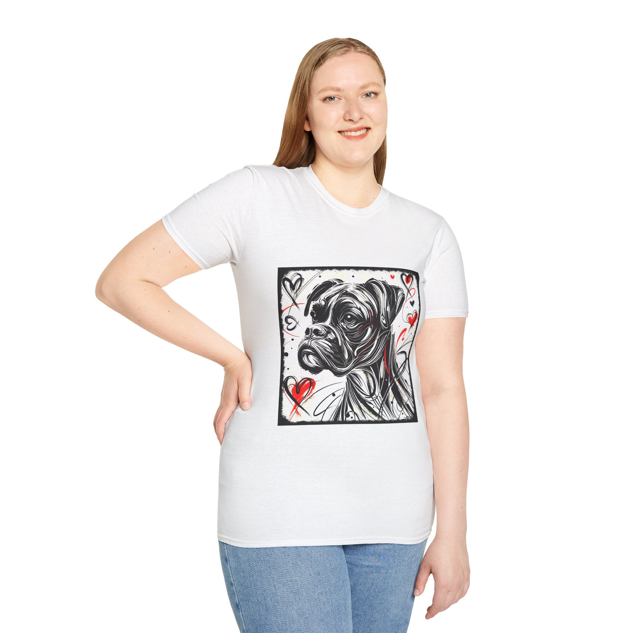 Boxer Bold Heart Sketch | Unisex Dog T-Shirt