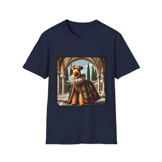 Airedale Terrier Velvet King design dog lover unisex t-shirt in navy