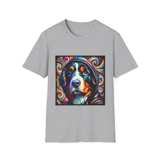 Bernese Mountain Dog Relaxed Swirl design dog lover unisex t-shirt in sport grey