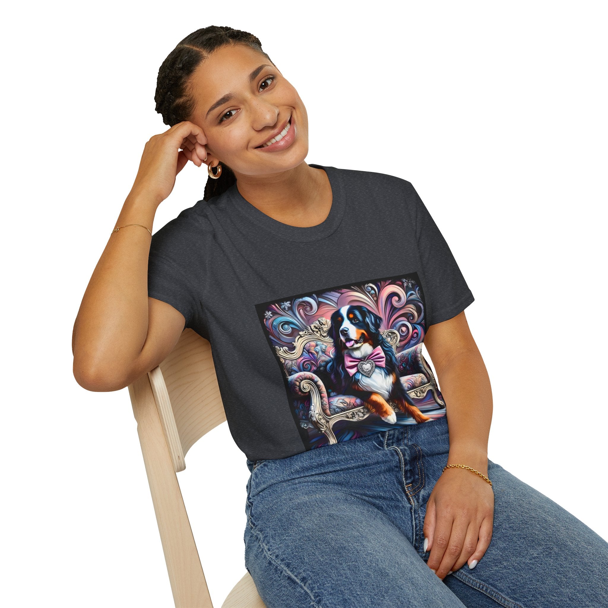 Bernese Mountain Dog Purple Diamond Vivid Swirl | Unisex Dog T-Shirt