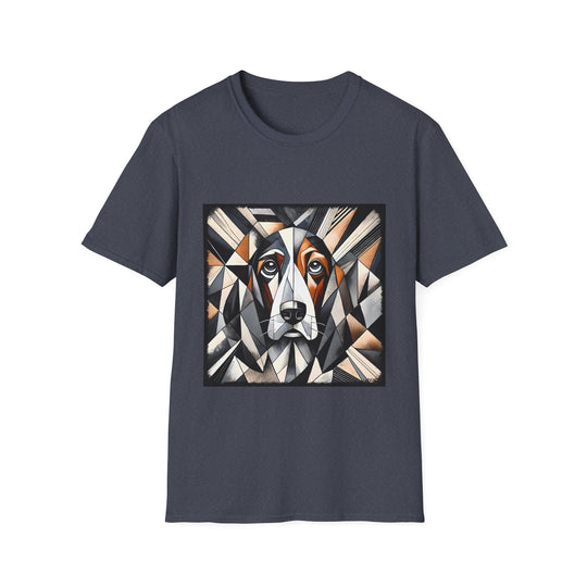 Basset Hound Bold Geometric design dog lover unisex t-shirt in heather navy
