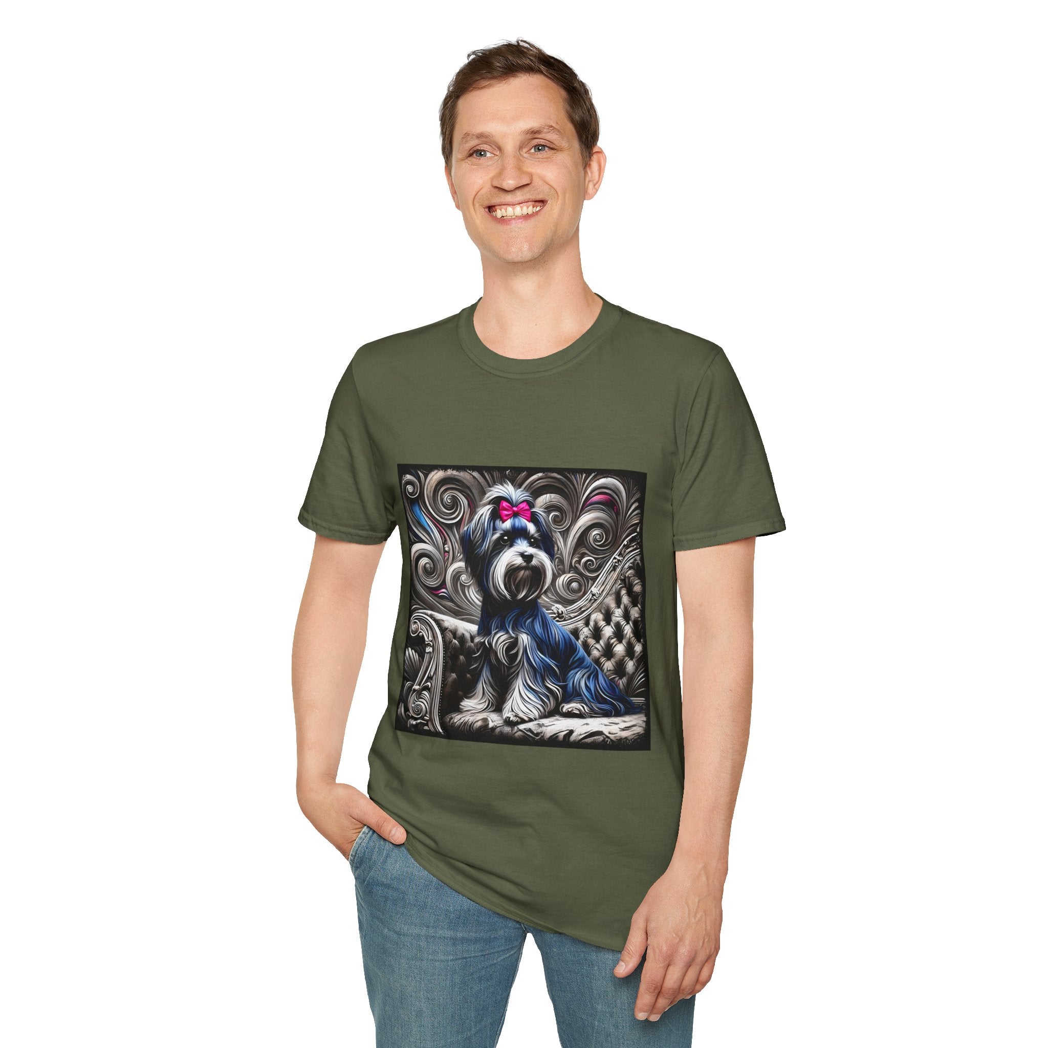 Havanese B&W Pink Bow |  Unisex Dog T-Shirt