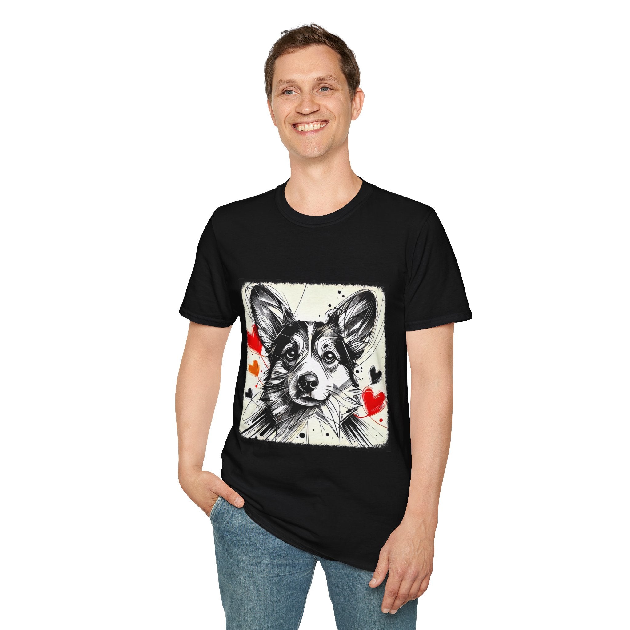 Pembroke Welsh Corgi Bold Heart Sketch | Unisex Dog T-Shirt