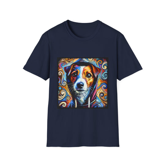 Jack Russell Terrier Relaxed Swirl design dog lover unisex t-shirt in navy