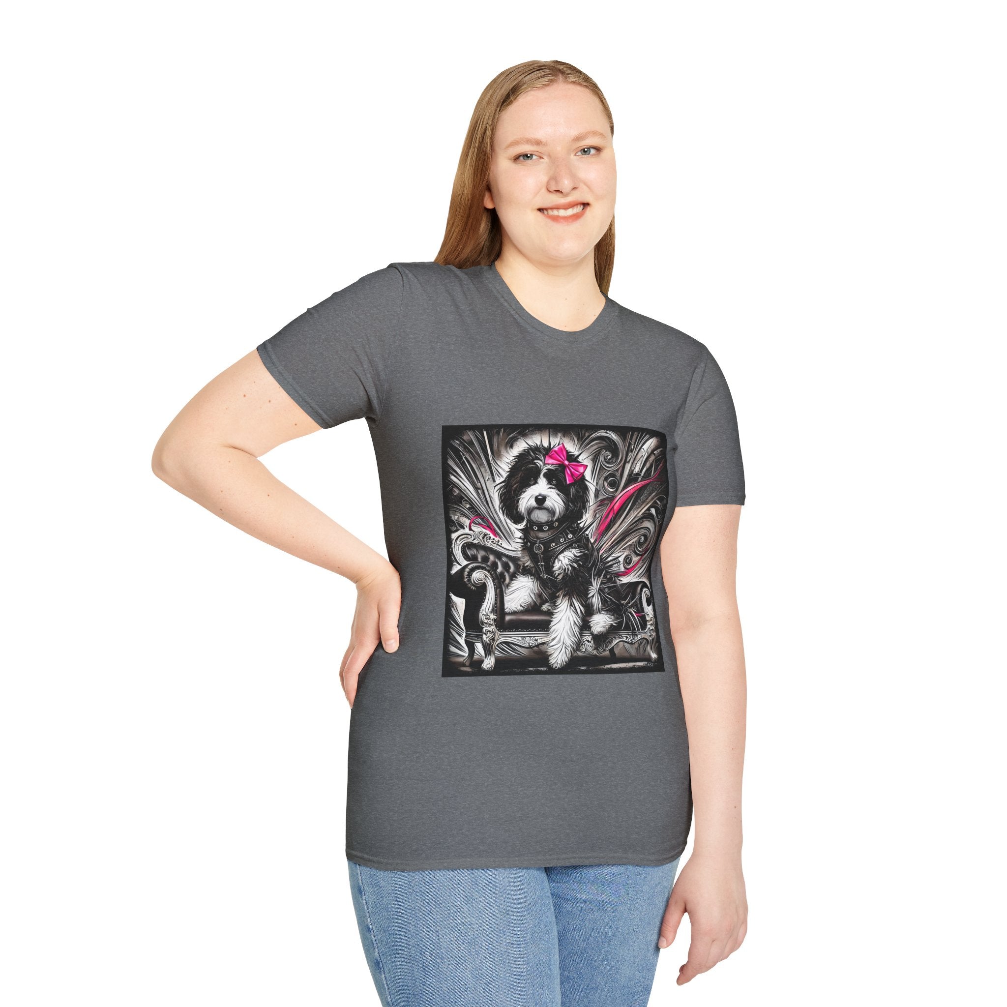 Bernedoodle B&W Pink Bold Rocker | Unisex Dog T-Shirt