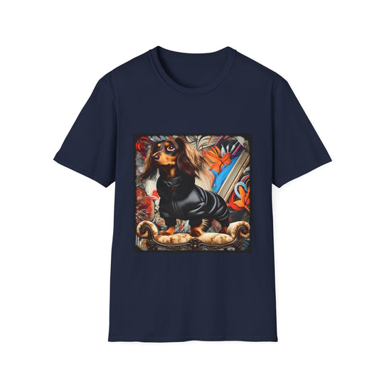 Dachshund Grunge Chic design dog lover unisex t-shirt in navy