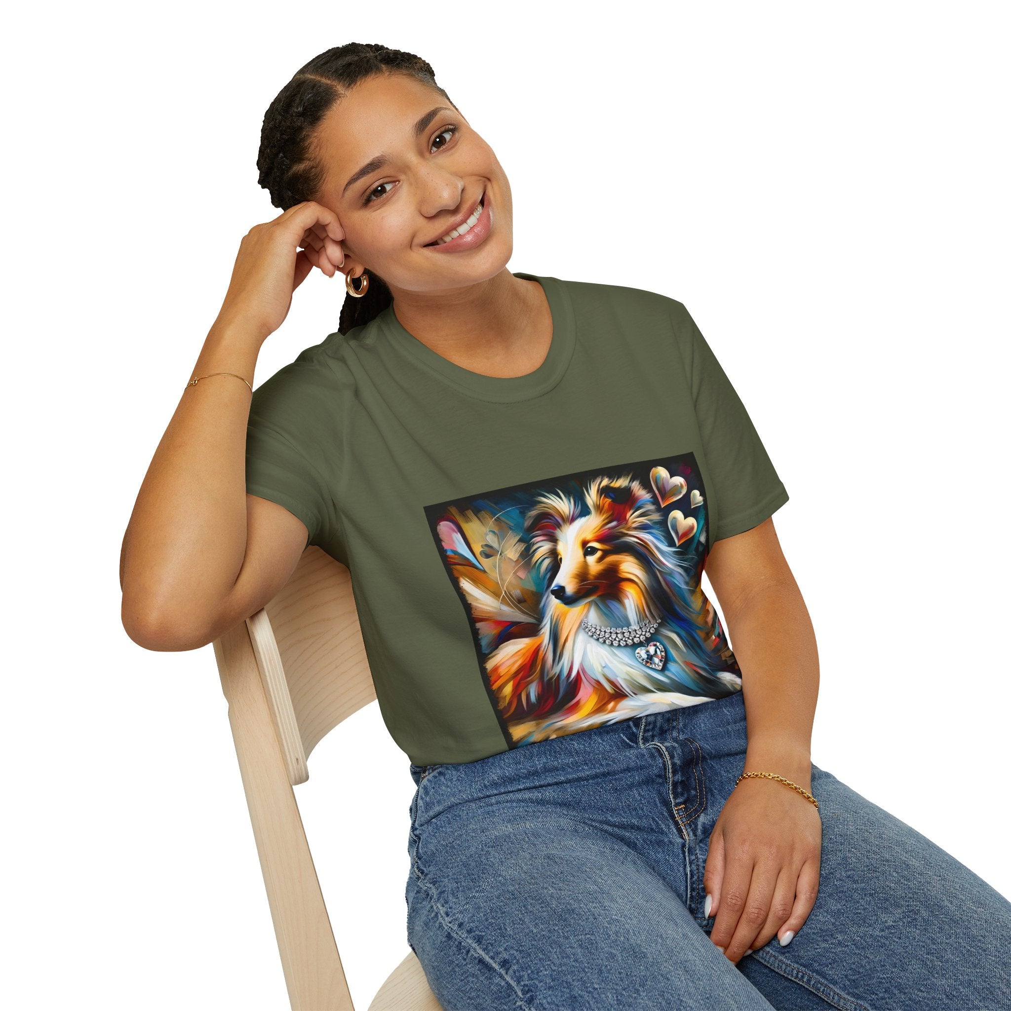 Shetland Sheepdog Diamond Heart Swirl | Unisex Dog T-Shirt