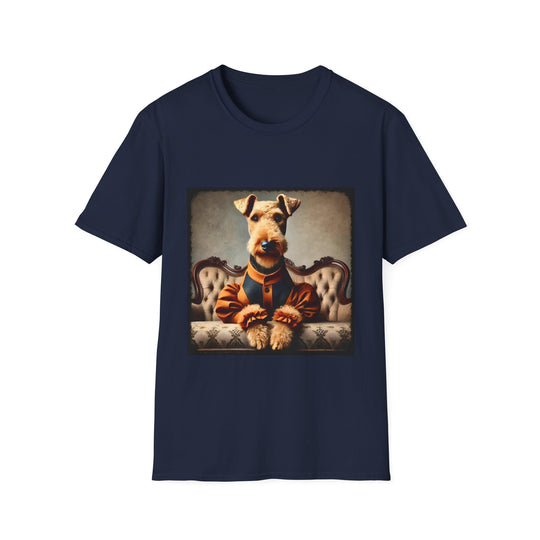 Airedale Terrier Femme Fatale design dog lover unisex t-shirt in navy