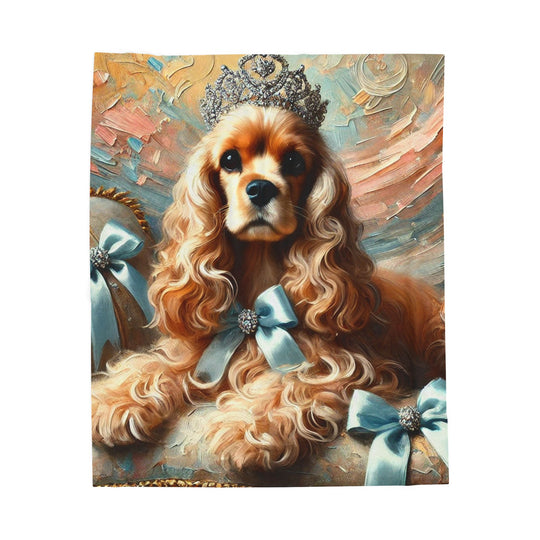 Cocker Spaniel Blanket Diamond Tiara Classic Dog Lover Gift velveteen plush blanket