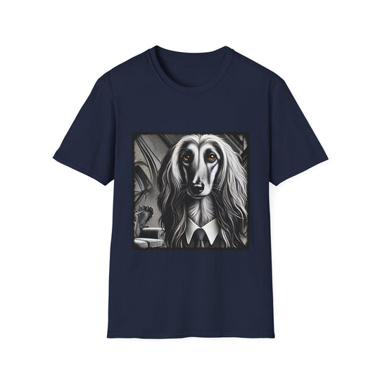 Afghan Hound B&W Bold Eyes design dog lover unisex t-shirt in navy