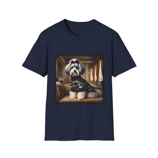 Havanese Posh Camo Cutie design dog lover unisex t-shirt in navy