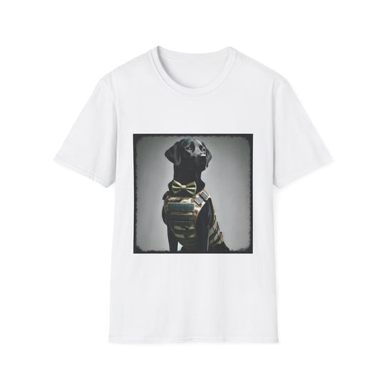 Labrador Retriever Tactical Boss design dog lover unisex t-shirt in white