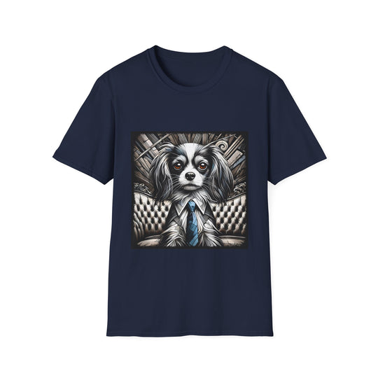 Cavalier King Charles Spaniel B&W Bold Eyes design dog lover unisex t-shirt in navy