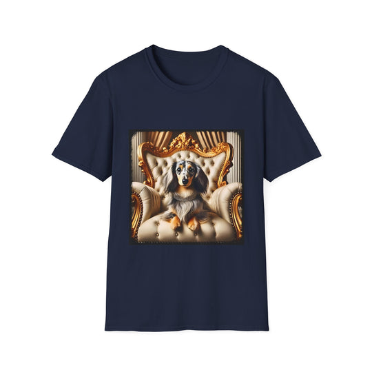 Dachshund Golden Glamour design dog lover unisex t-shirt in navy