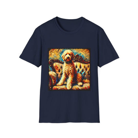 Labradoodle Golden Classic design dog lover unisex t-shirt in navy