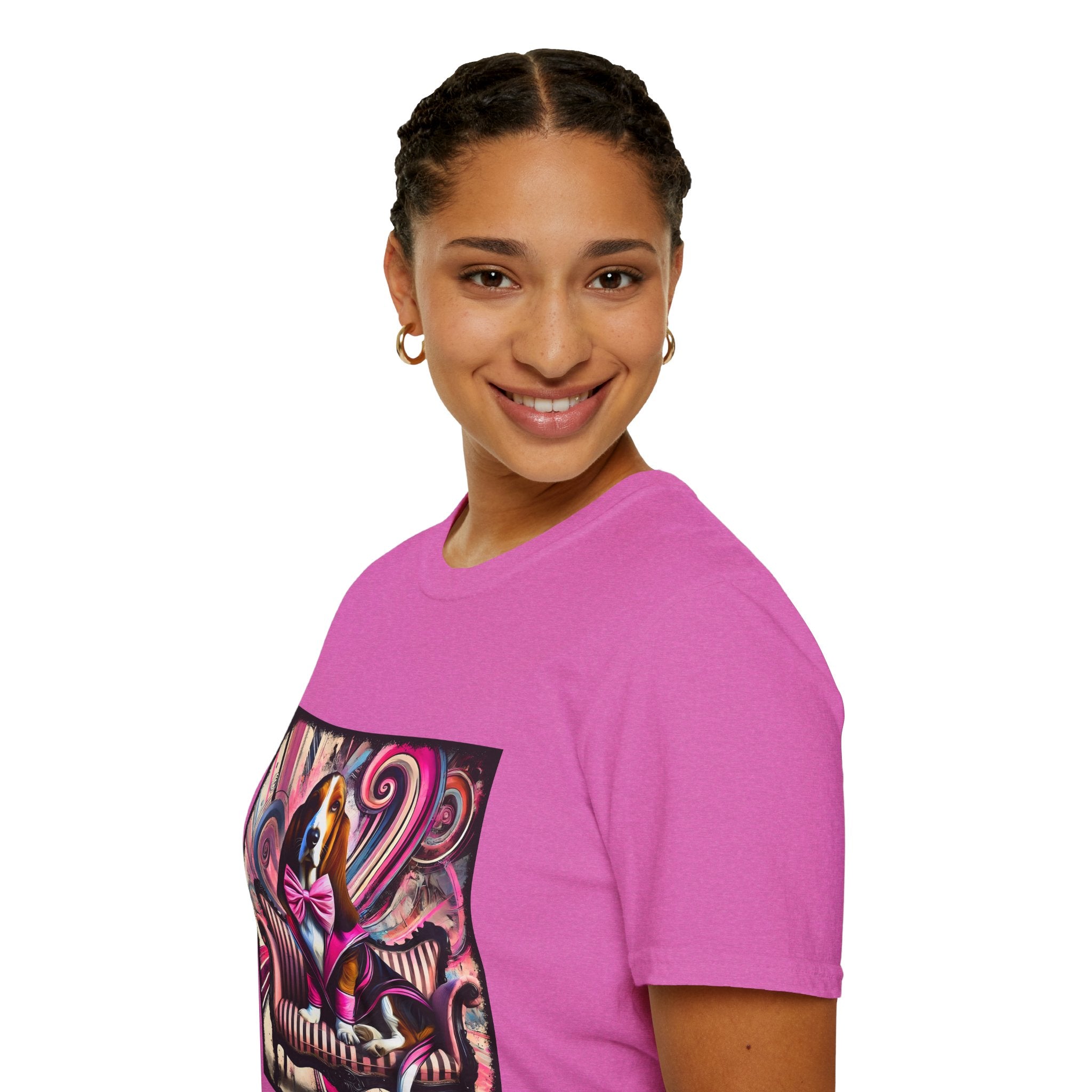 Basset Hound Pink Swirl Bold | Unisex Dog T-Shirt