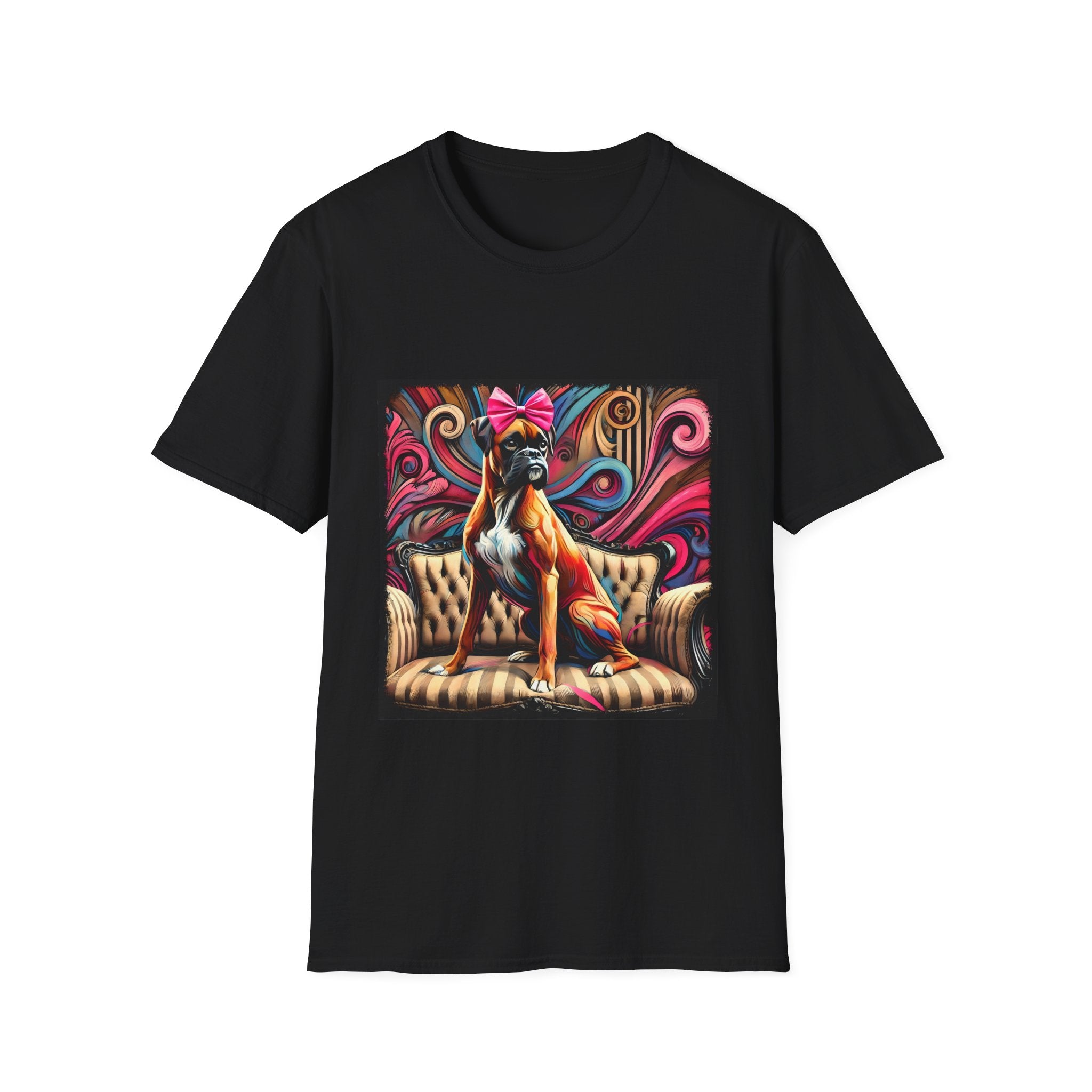 Boxer Pink Bow Swirl | Unisex Dog T-Shirt