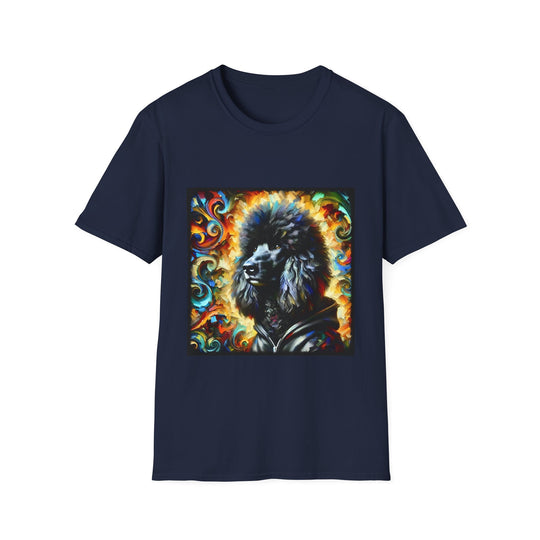Poodle Giant Swirl design dog lover unisex t-shirt in navy