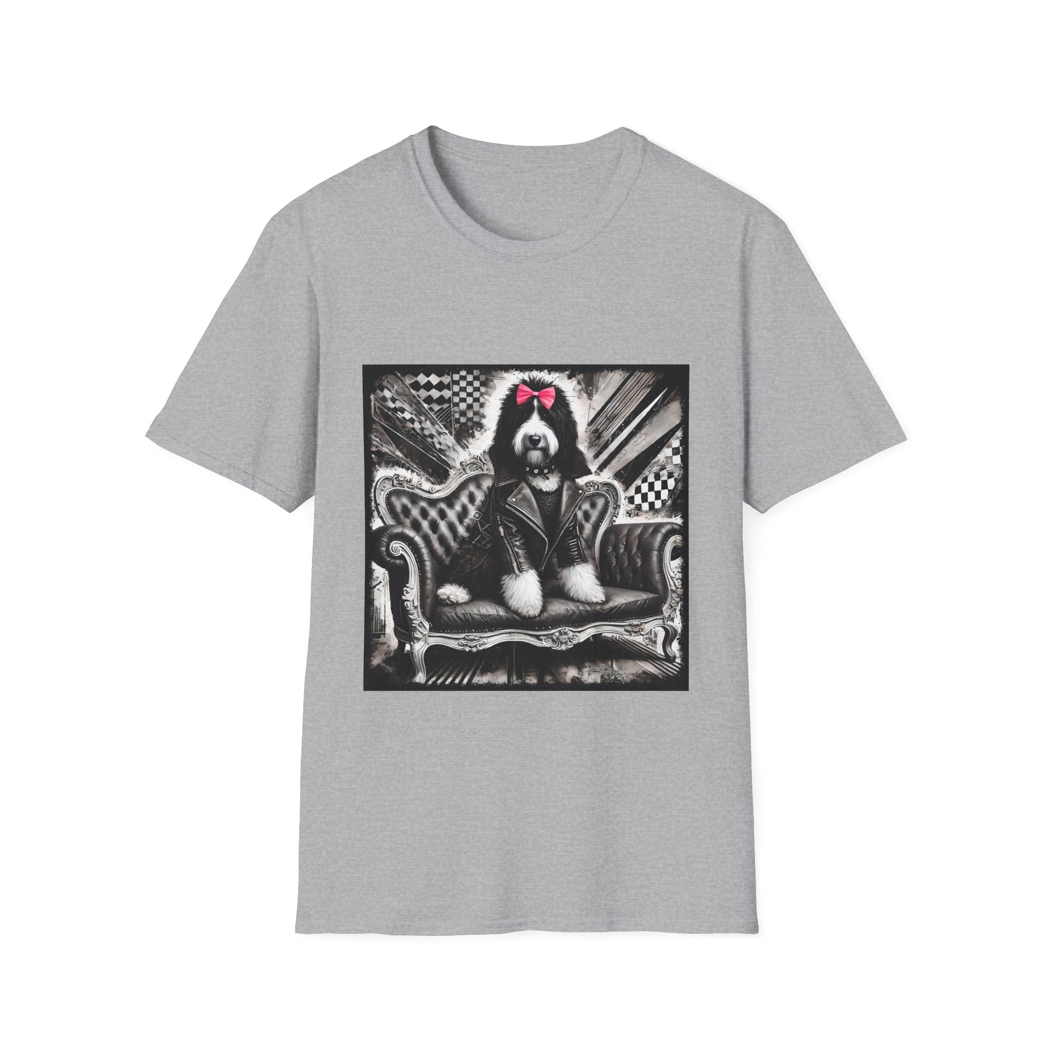 Bernedoodle B&W Pink Bow | Unisex Dog T-Shirt