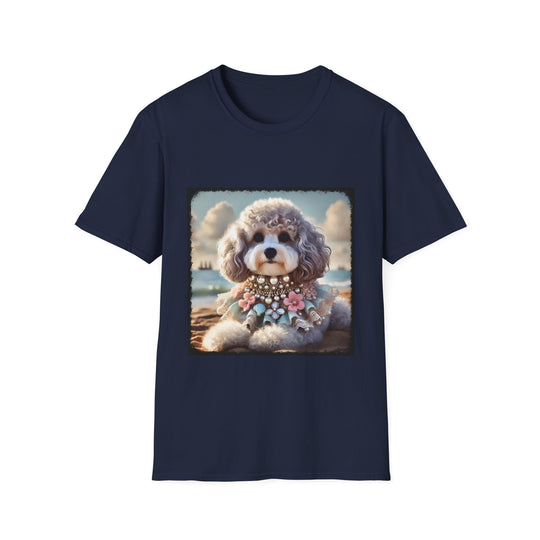 Poodle Silver Siren design dog lover unisex t-shirt in navy