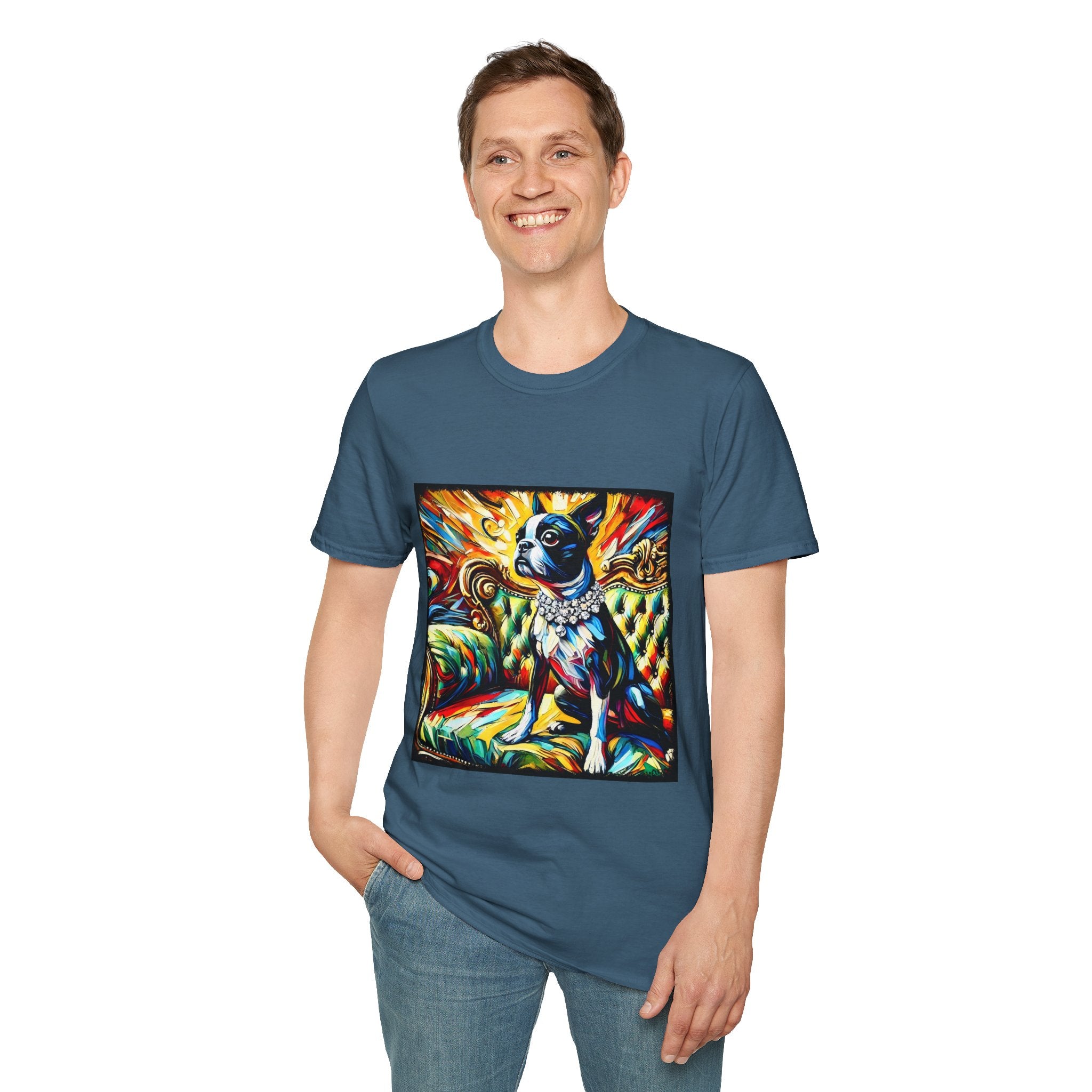 Boston Terrier Sunburst Swirl | Unisex Dog T-Shirt