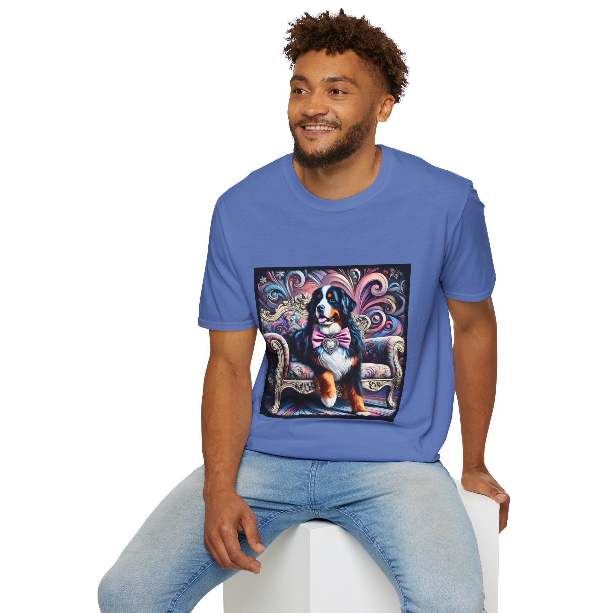 Bernese Mountain Dog Purple Diamond Vivid Swirl | Unisex Dog T-Shirt