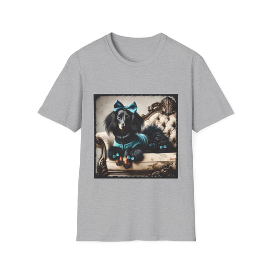 Dachshund Bow Babe design dog lover unisex t-shirt in sport grey