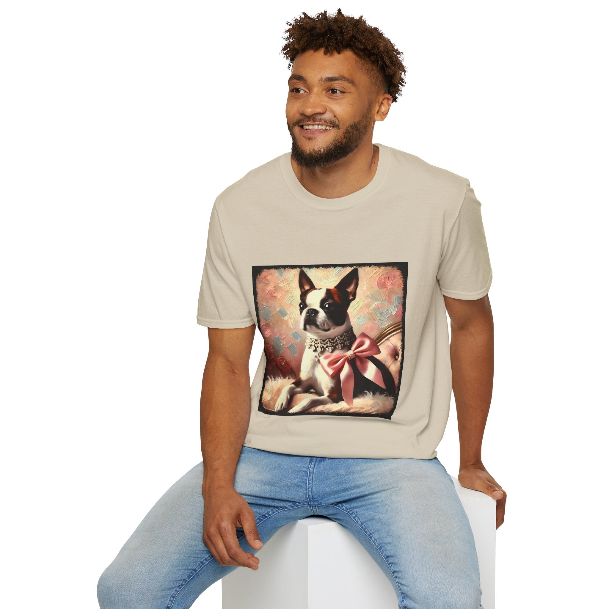 Boston Terrier Pink Bow Classic | Unisex Dog T-Shirt