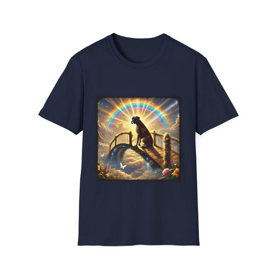 Boxer Brindle Rainbow Bridge design dog lover unisex t-shirt in navy