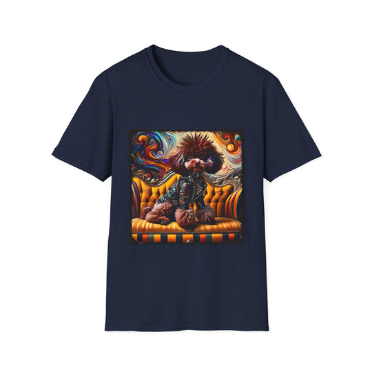 Poodle MIni Rebel design dog lover unisex t-shirt in navy