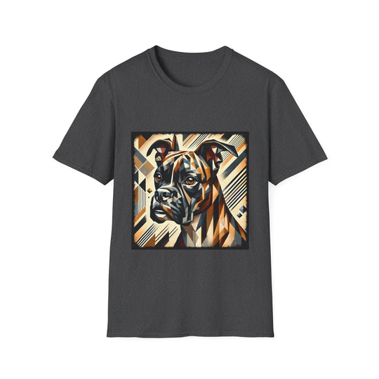 Boxer Modern Geometric design dog lover unisex t-shirt in dark heather