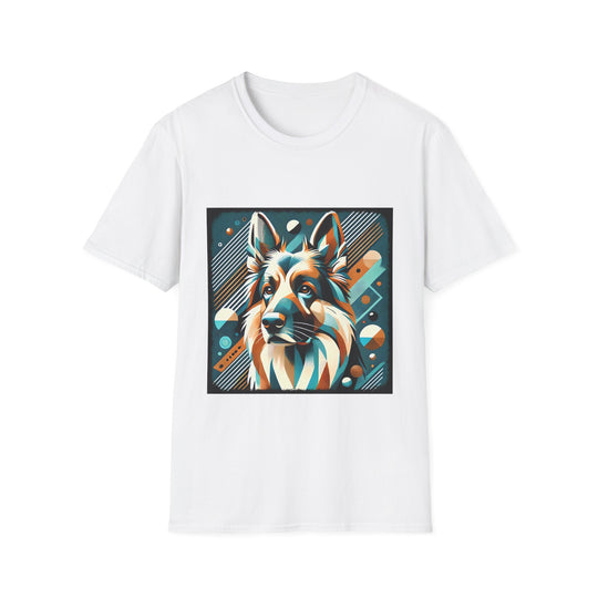 German Shepherd Vibrant Geometric design dog lover unisex t-shirt in white