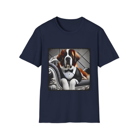 Saint Bernard Plush Pupstar design dog lover unisex t-shirt in navy