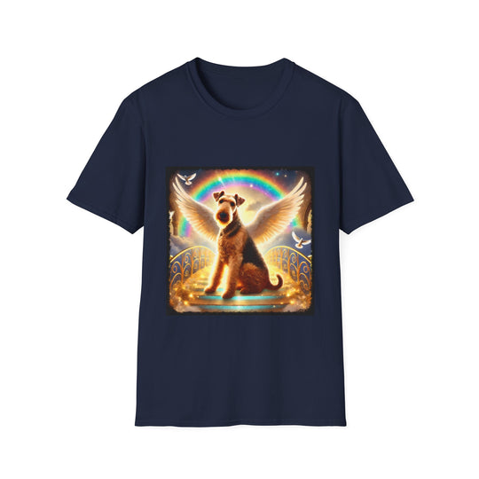 Airedale Terrier Rainbow Bridge design dog lover unisex t-shirt in navy