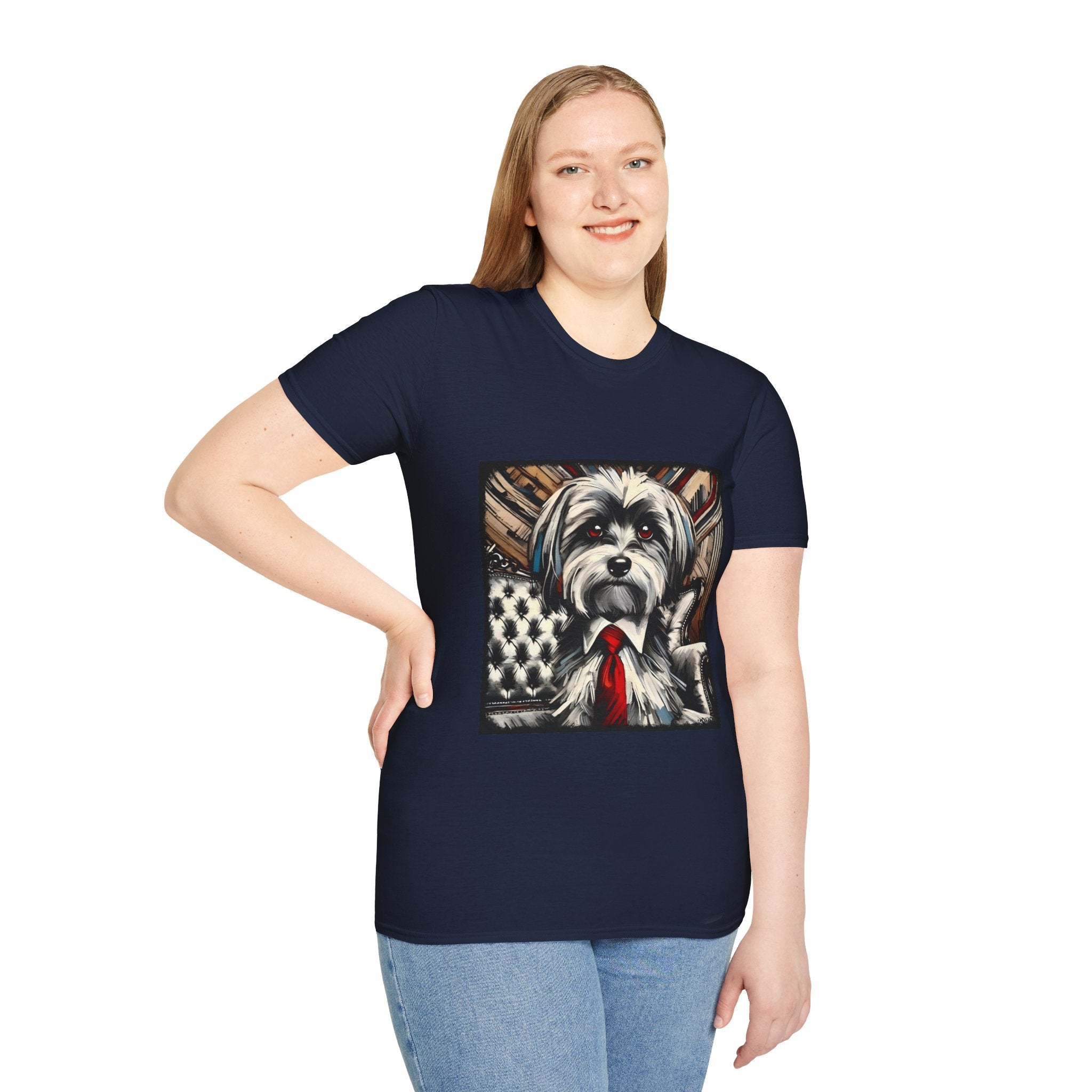 Havanese B&W Red Tie | Unisex Dog T-Shirt