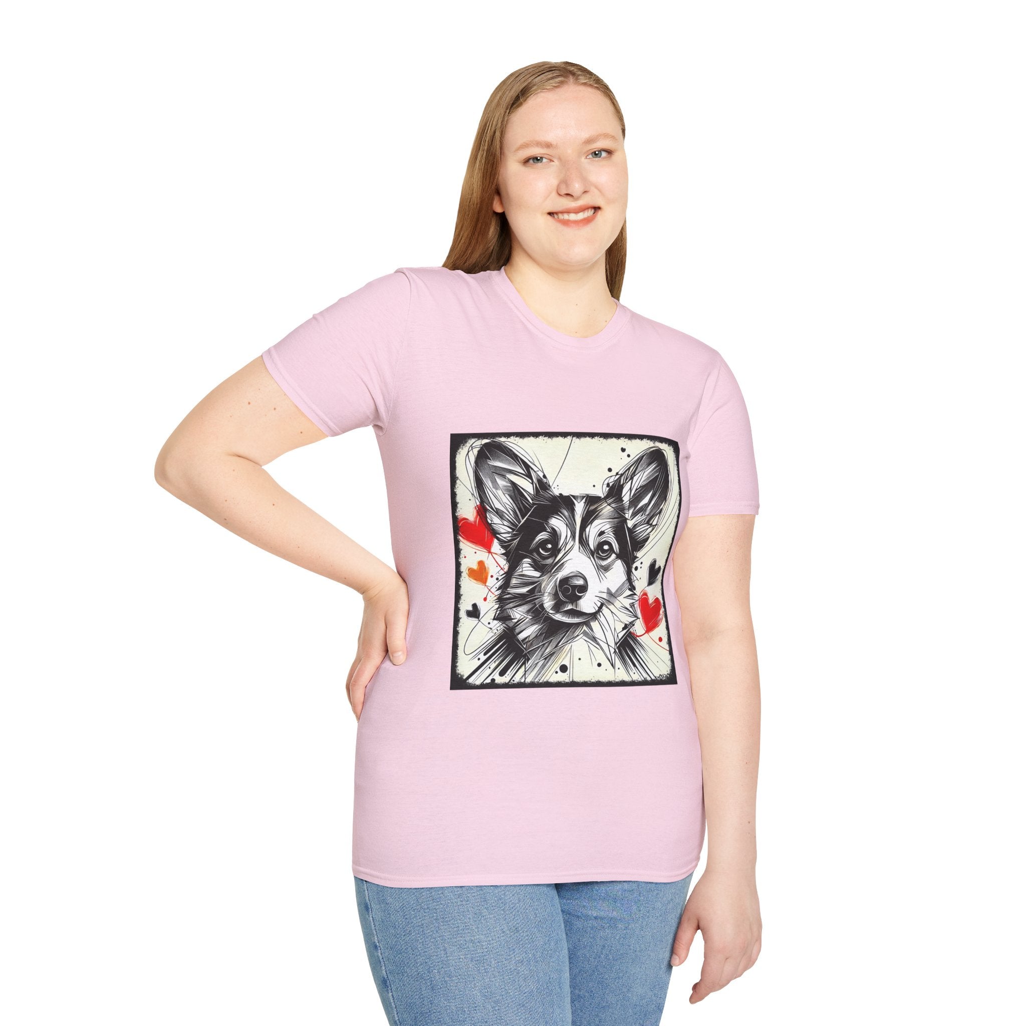 Pembroke Welsh Corgi Bold Heart Sketch | Unisex Dog T-Shirt