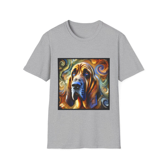Bloodhound Warm Swirl design dog lover unisex t-shirt in sport grey