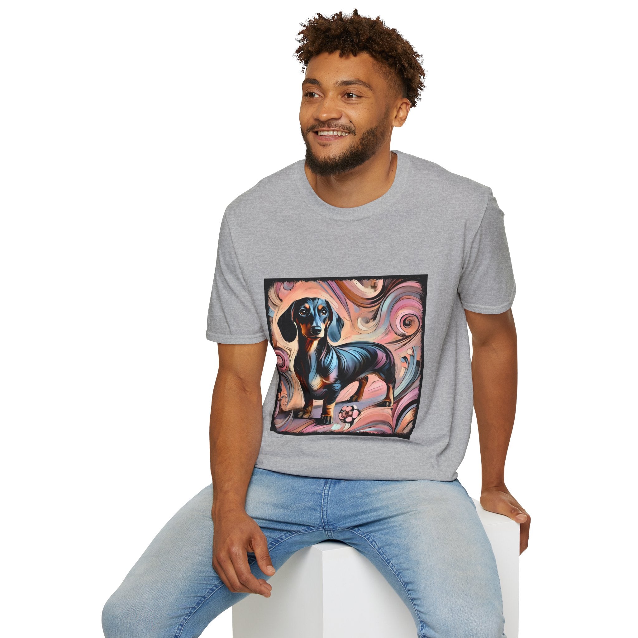 Dachshund Pink Swirl | Unisex Dog T-Shirt
