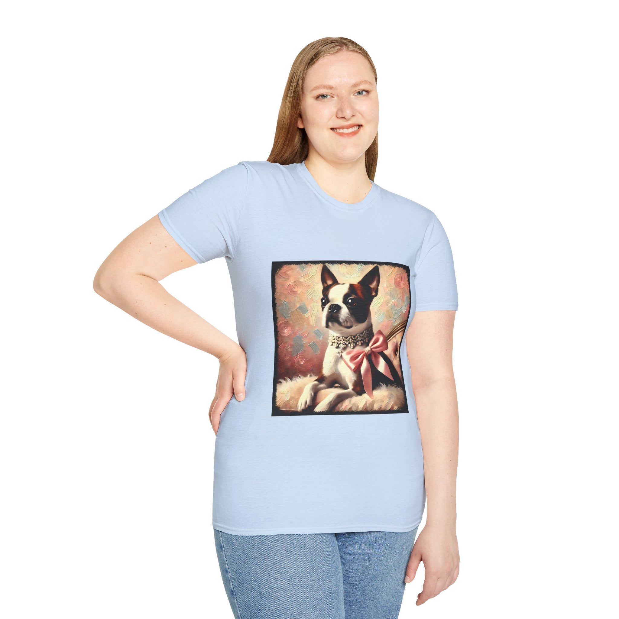 Boston Terrier Pink Bow Classic | Unisex Dog T-Shirt