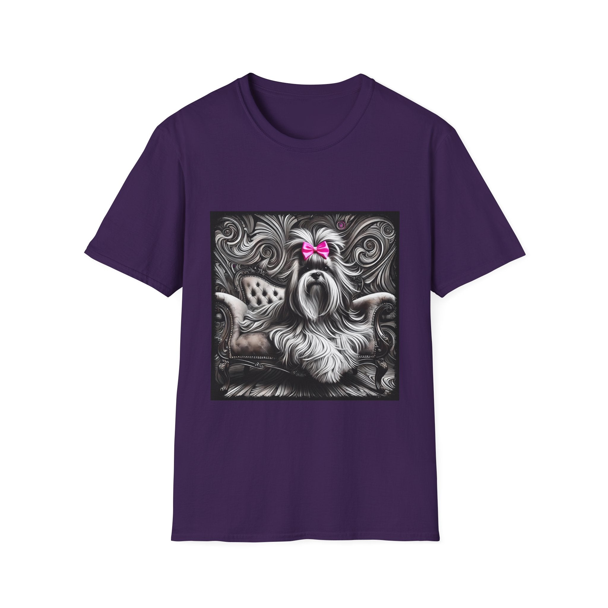 Lhasa Apso B&W Pink Bow | Unisex Dog T-Shirt