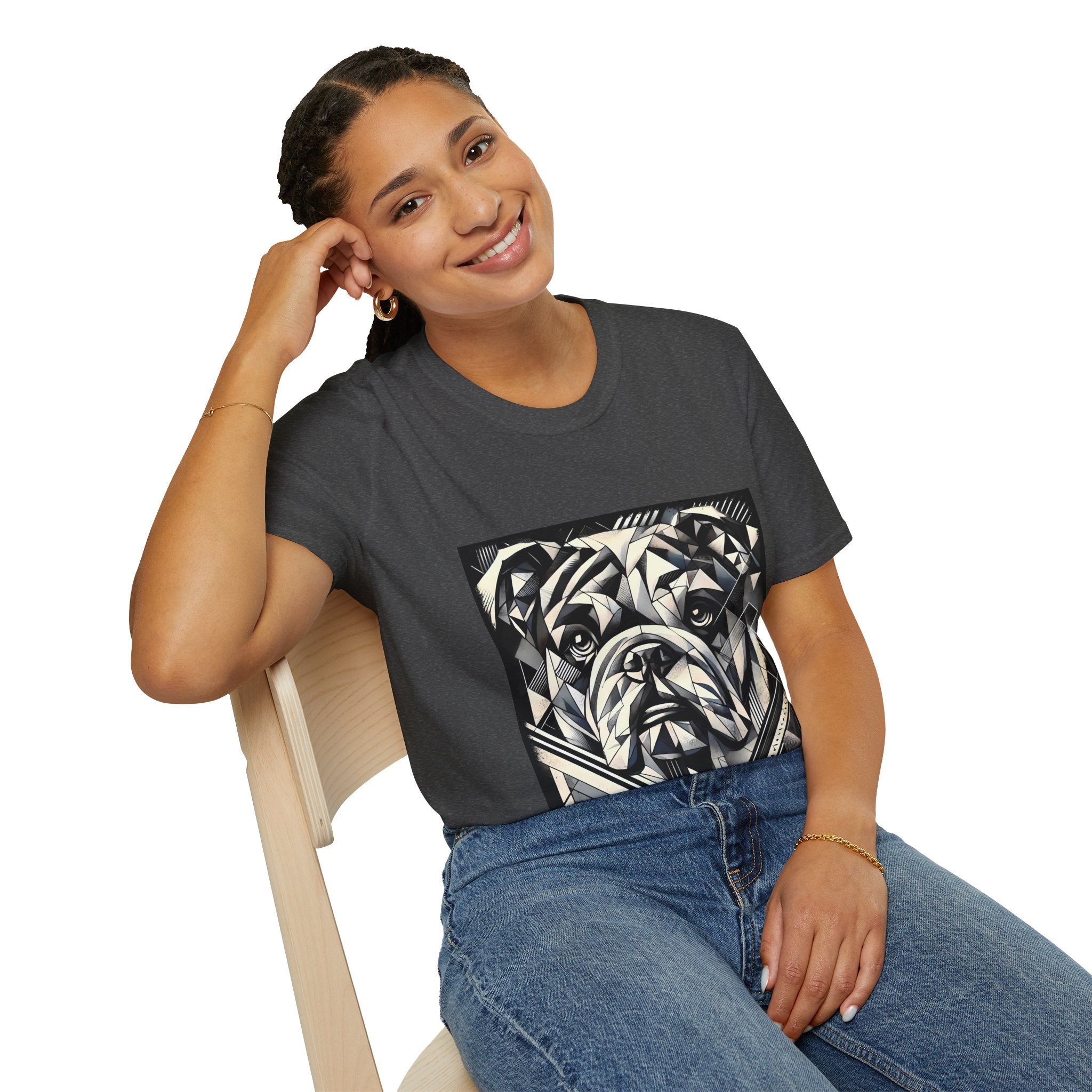 Bulldog B&W Geometric | Unisex Dog T-Shirt