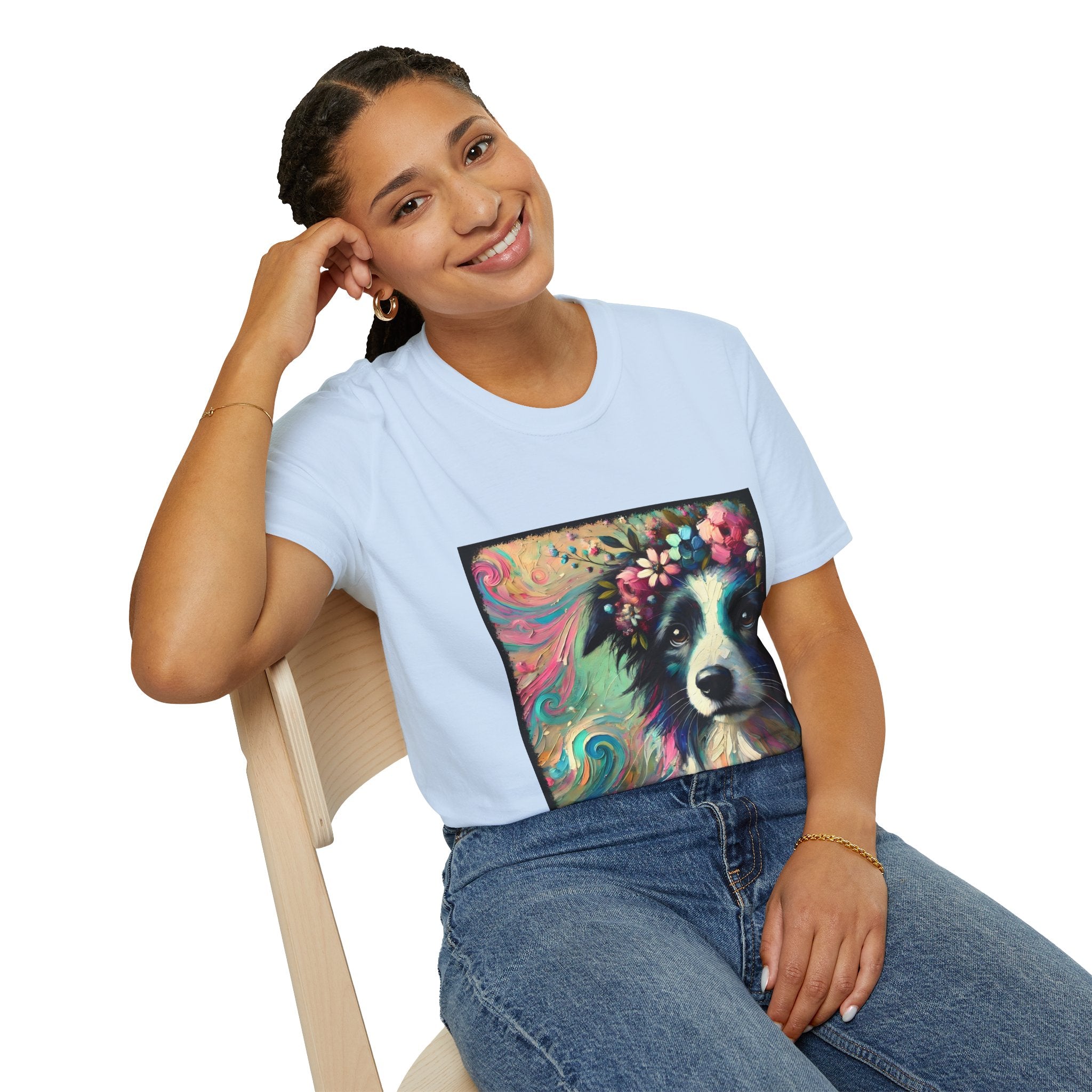 Border Collie Pastel Flower Classic | Unisex Dog T-Shirt