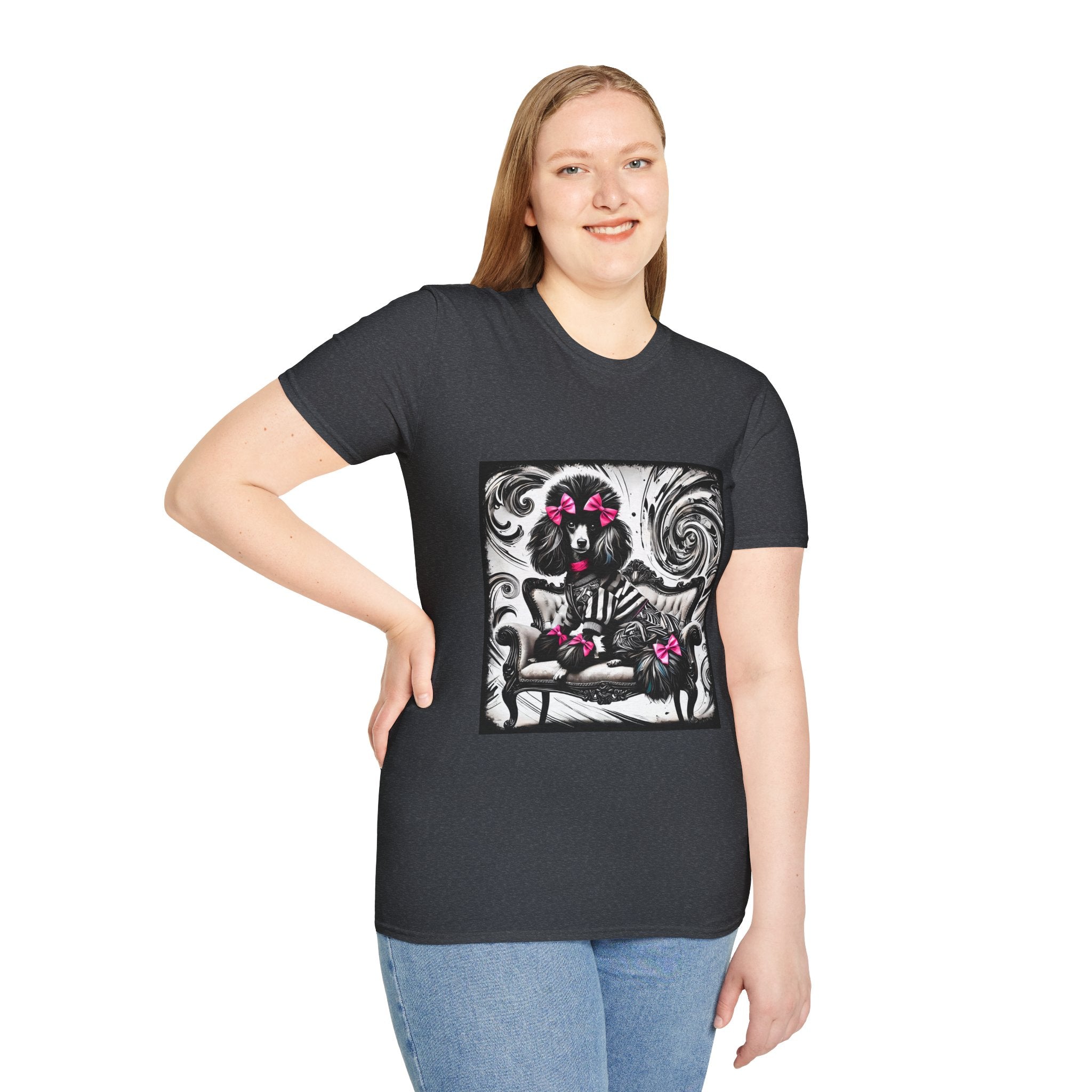 Poodle B&W Pink Bow Rocker | Unisex Dog T-Shirt