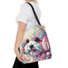 Bichon Frise Pastel Geometric | Dog Themed Tote Bag
