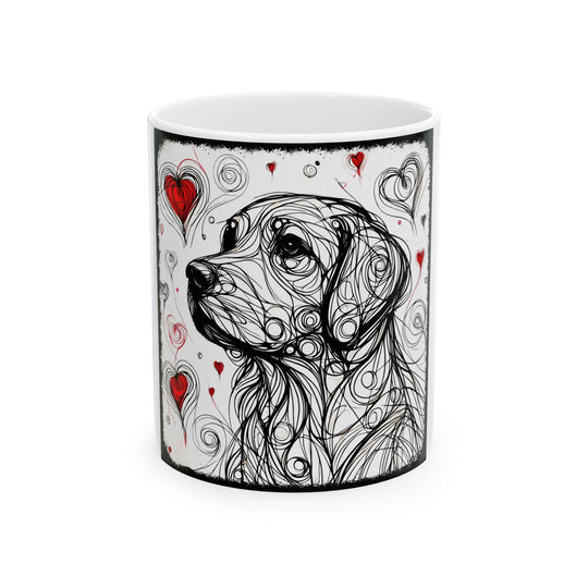 Golden Retriever Mug Bold Heart Sketch Dog Lover Gift ceramic mug