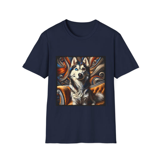 Siberian Husky Bold Swirl design dog lover unisex t-shirt in navy