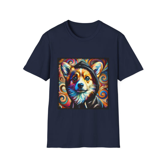 Pembroke Welsh Corgi Relaxed Swirl design dog lover unisex t-shirt in navy