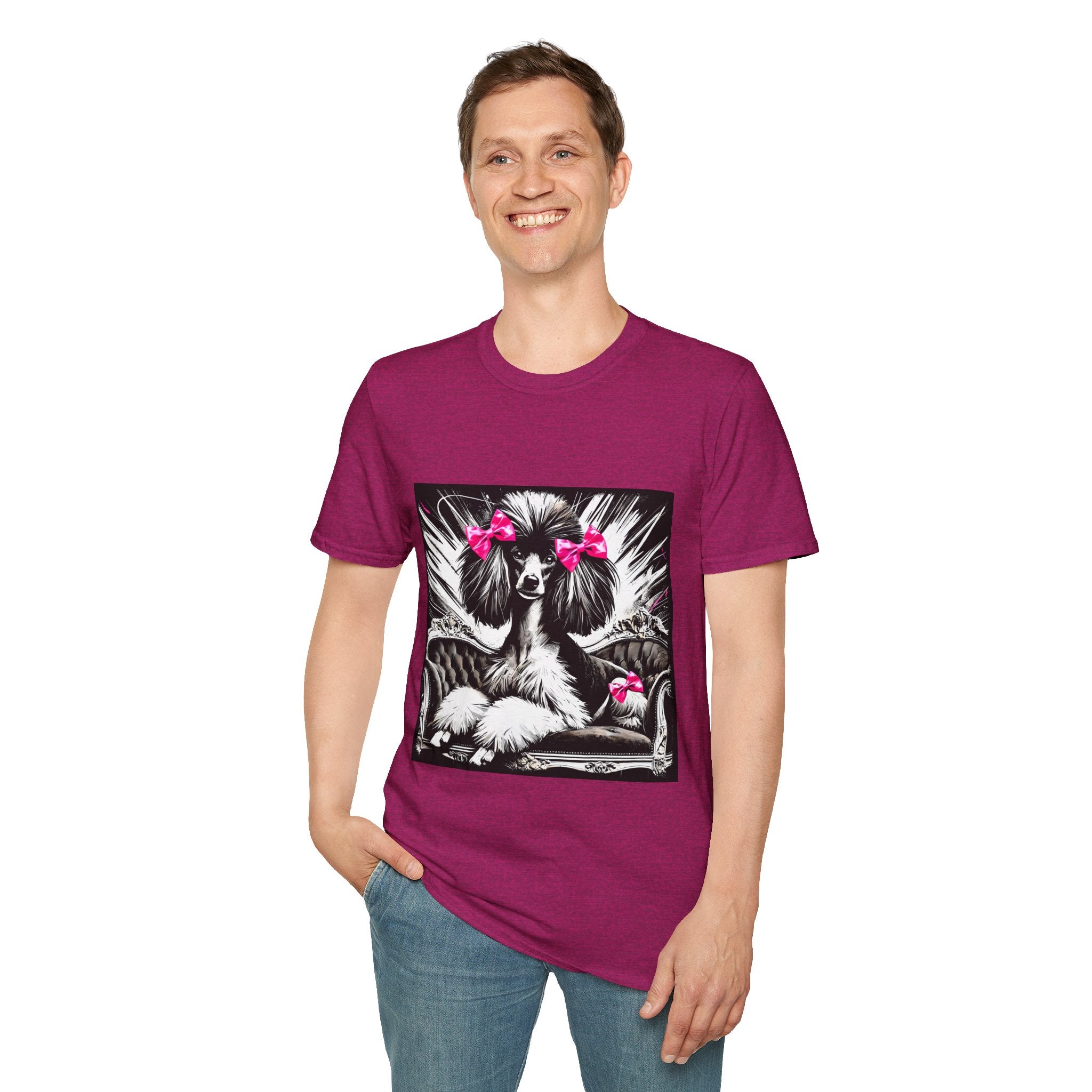 Poodle B&W Pink Bow Bold | Unisex Dog T-Shirt